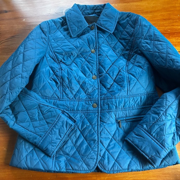 Talbots Diamond Quilted Lightweight Jacket Blue size Small Snap Closure - Picture 2 of 8